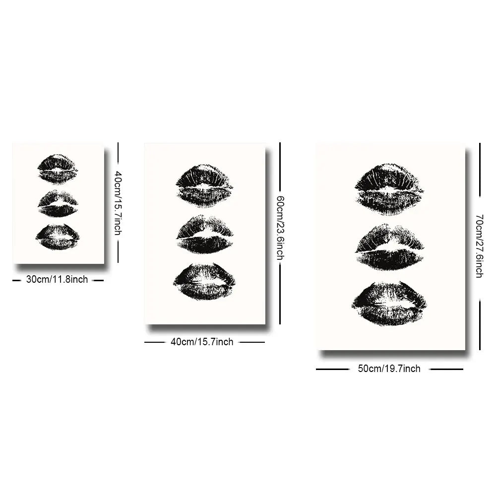 2Pcs Black White Kiss Lips Preppy Art Canvas Poster Aesthetic What If It All Works Out Retro Newspaper Print Home Decoration