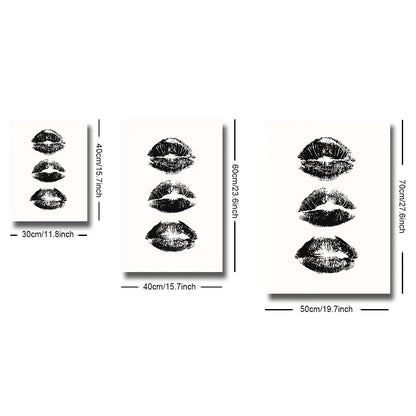 2Pcs Black White Kiss Lips Preppy Art Canvas Poster Aesthetic What If It All Works Out Retro Newspaper Print Home Decoration