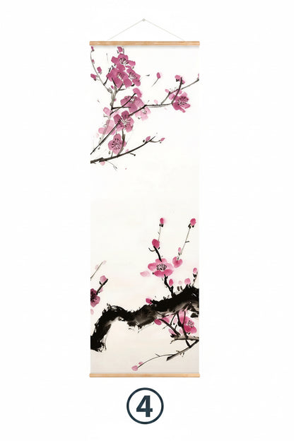 Chinese Plum Blossom Scroll Hanging Painting Canvas Art Flower Wall Painting Scroll Painting Living Room Home Decoration