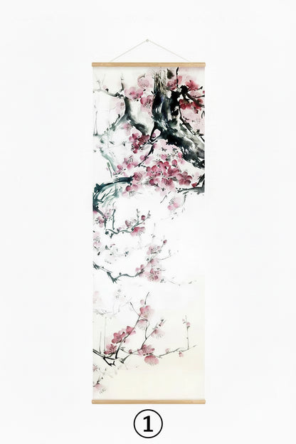 Chinese Plum Blossom Scroll Hanging Painting Canvas Art Flower Wall Painting Scroll Painting Living Room Home Decoration